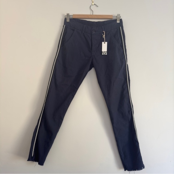 NSF Tuxedo stripe pants in blue cotton Size: 24 New With Tags - Picture 1 of 6